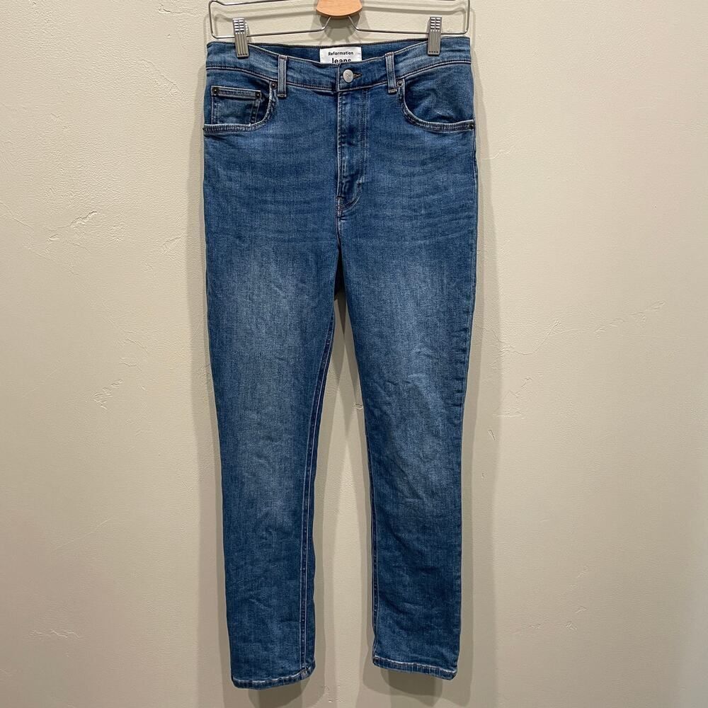 Reformation Jeans High Rise Skinny Jeans Destin Blue - Size: 29